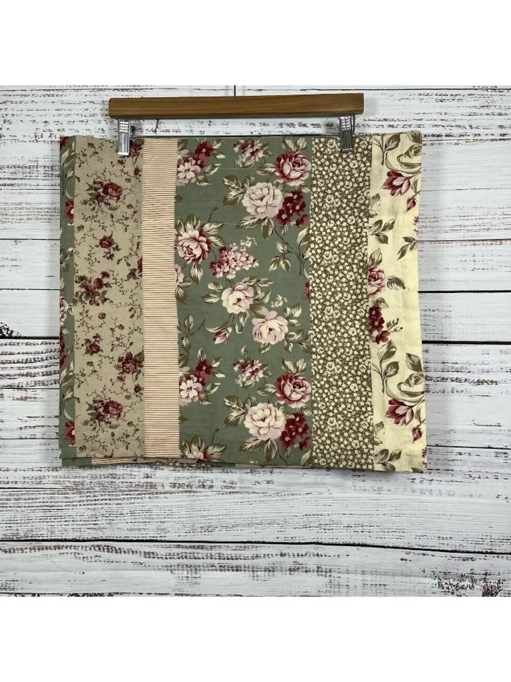 Home Expressions Green Pink Floral Cottage Core Curtain Valance